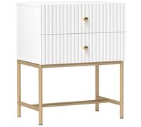 HOMCOM Modern Bedside Table with 2 Drawers for Bedroom - White - White | TJ Hughes