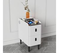 Modern Bedside Table with 3 Drawers USB Charging Ports and Smart LED Light Compact Nightstand for Bedroom Multifunctional End Table with Charging Station