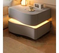 Modern Bedside Table with Hidden Drawer Creative Design & LED Lighting Small Nightstand for Bedroom Coffee Table