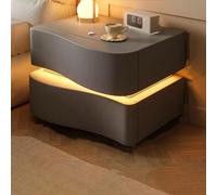 Modern Bedside Table with Hidden Drawer Creative Design & LED Lighting Small Nightstand for Bedroom Coffee Table