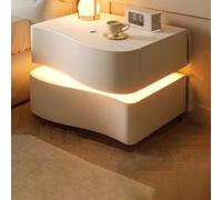 Modern Bedside Table with Hidden Drawer Creative Design & LED Lighting Small Nightstand for Bedroom Coffee Table
