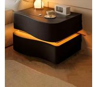 Modern Bedside Table with Hidden Drawer Creative Design & LED Lighting Small Nightstand for Bedroom Coffee Table