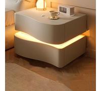 Modern Bedside Table with Hidden Drawer Creative Design & LED Lighting Small Nightstand for Bedroom Coffee Table