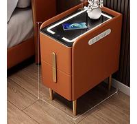 Modern Bedside Table with Wireless Charging LED Lights & USB Ports Stylish 2 Drawer Nightstand for Bedroom & Living Room Furniture Smart Design & Convenient Storage