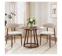 Modern Beige Dining Chair Set of 4 Upholstered Kitchen Chairs with Rustic Style Legs Comfortable Fabric Seating for Dining Room Contemporary Home Decor