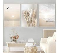 Modern Beige Grass Sunset Beach Palm Tree Canvas Painting Nordic Posters And Prints Landscape Wall Art For Living Room Decor No Frame (3 x 30 x 40 cm)