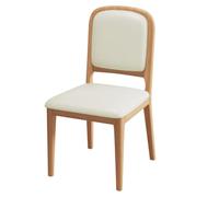 Modern Beige Leather Dining Chair - Upholstered Kitchen Chair with Backrest, No Arms, Perfect for Living Room, Bedroom & Dining Room - Stylish & Comfortable Design