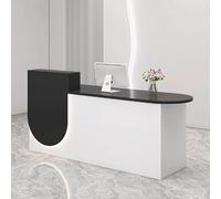 Modern Beige Reception Desk with Soft Lighting, 1m Counter for Clothing Stores & Restaurants, Elegant Stand-Up Cashier Station, Contemporary Design for Service Excellence