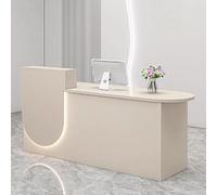 Modern Beige Reception Desk with Soft Lighting, 1m Counter for Clothing Stores & Restaurants, Elegant Stand-Up Cash Station, Contemporary Design for Exceptional Service