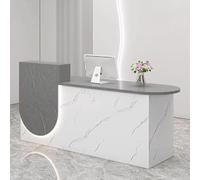 Modern Beige Reception Desk with Soft Lighting, 1m Counter for Clothing Stores & Restaurants, Elegant Stand-Up Cash Station, Contemporary Design for Service Excellence