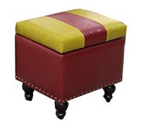 Modern Beige Small Rectangle Ottoman with Storage - Leather Foot Stool with Wood Legs Ideal Footrest for Couch Office & Living Room Versatile Step Stool