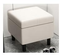 Modern Beige Square Ottoman with Storage Faux Leather Upholstered Footrest Versatile Coffee Table & Bench Stylish Accent for Living Room & Bedroom.