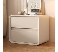 Modern Beige Wooden Nightstand with 2 Drawers Soft Microfiber Leather Upholstery for Bedroom Living Room Dorm - Stylish & Functional 40 cm/16 in.