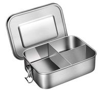 Modern Bento Box, Leak Proof Stainless Steel, Durable And Unbreakable Construction, Non-Toxic And BPA Free, Tight Lid For Secure Closure, Three Sectio