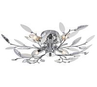 Modern Birch Semi Flush Ceiling Light with Clear & White Leaves by Happy Homewares