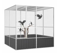 Modern Bird Cage Galvanised Steel Aviary House Anthracite/Grey vidaXL