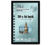 Modern Black 16 x 20 Inch Poster Frame Crystal Clear Aclyic Front Picture Photo Frame 20x16 Inch MDF Backing With Both Ways Hanging Hooks - Home Office Use