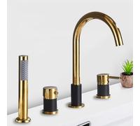 Modern Black 4-Hole Bath Faucet with 360° Swivel Diverter - Slish Rotating Shower Mixer for ry Bathrooms - LFCKVX Ele Tub & Shower Fixture
