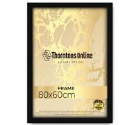 Modern Black 80 x 60 cm Poster Frame Crystal Clear Acrylic Front Picture Photo Frame 60x80cm MDF Backing With Both Ways Hanging Hooks - Home Office Use