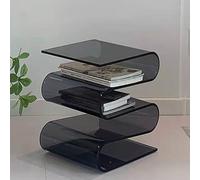 Modern Black Acrylic Side Table Transparent Acrylic Nightstand Minimalist Coffee Table for Living Room Stylish Snack Table Metacrylate End Table.