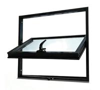 Modern Black Aluminium Centre Pivot Window Stylish Glass Partition for Kitchen Pass-Through & Home Office 360° Rotating Air Vent for Garden Room & Shed (120x60 cm)
