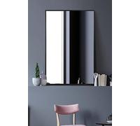 Modern black Aluminum Metal Wall Mirror: 90 x 60cm - Sleek, Modern Design for Home, Bathroom or Office| Durable Frame, High-Definition Glass, Easy to Mount