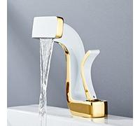 Modern Black and Gold Bathroom Faucet Elegant Brass Sink Mixer Tap Hot and Cold Water Stylish Lavatory Basin Faucet for Contemporary Bathrooms