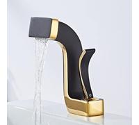 Modern Black and Gold Bathroom Sink Faucet Elegant Brass Mixer Tap for Hot and Cold Water Luxury Lavabo Robinet for Stylish Home Décor