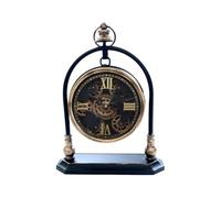 Modern Black and Gold Hanging Gear Clock - Round Metal Clock with Moving Gears & Silent Sweep, Battery Operated Design for Bedroom, Living Room, Hallway, or Home Décor (43cm "U" Round Frame)