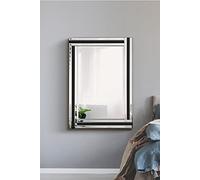 Modern Black And Silver Triple Bevelled Wall Mirror 3Ft3 X 2Ft3 (70cmx100cm)