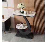 Modern Black and White 2-Tier Accent Table - Narrow Entryway Sofa Side Table for Small Spaces Stylish Metal Design Ideal for Living Rooms & Hallways (Black 40x30cm/15.7x11.8in)