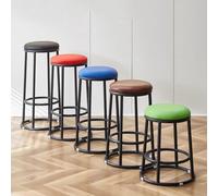 Modern Black Bar Stool - 65cm Round Counter Stool Sturdy Steel Frame Stylish Design for Kitchen Dining or Lobby - Set of 1 (Red 75cm Height)