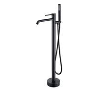 Modern Black Bath Mixer Tap with Shower Waterfall Freestanding Tub Faucet 360° Rotating Single Handle Bathroom Tap for Stylish Bathtubs