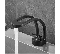 Modern Black Brass Bathroom Faucet, Single H Mixer Tap for Hot & Cold Water, Grey h a Sink Faucet (Nero)