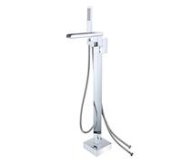 Modern Black Brass Freestanding Bath Tap with Handheld Shower Head Floor Mounted Bathroom Mixer Tap for Bathtub (ChromeWall Mounting)