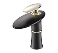 Modern Black Brass Waterfall Basin Mixer Tap - Single Lever Bathroom Sink Faucet for Contemporary SLE and Efficient Water Flow