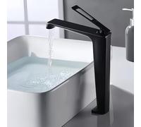 Modern Black Brass Waterfall Faucet - Elegant Tall Basin Mixer Tap Single Hole Design for Sinks Stylish and Functional Bathroom Fixture