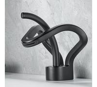 Modern Black Brass Waterfall Sink Faucet - Hot & Cold Single Hole Mixer Tap for Slish Bathroom Upgrade & Easy Inllat