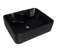 Modern Black Ceramic Above Counter Vessel Sink - Rectangular Bathroom Wash Basin for Stylish Countertop Design - Simple, Elegant, Easy to Clean