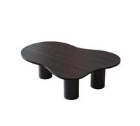 Modern Black Cloud Coffee Table with 3 Cylindrical Legs - Unique Irregular Wooden Tea Table for Living Room & Home Office - Easy Assembly, 120x70cm (47.2x27.5in)