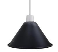 Modern Industrial Metal Ceiling Light Shad Easy Fit Pendant Lamp Shade for Living Room, Kitchen, Hallway with Free Reducer Plate (Black)