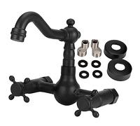 Modern Black Copper Bathroom Faucet360° Rotatable WallMounteMixer Tap with Dual Handles for Hot & ColWaterEasy Installation SpaceSaving Design for Bathtubs