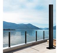 Modern Black Deck Railing Post - 3/8" Heavy Duty Rust-Resistant Metal Guardrails for Indoor/Outdoor Balconies & Lofts - Easy Install 95cm End Post