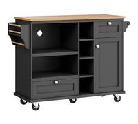 Modern Black Dining Trolley with Ders &le Kitchen Cart Light Brown WooTop Perfect for Modern Homes 129x46x92 cm Ideal for Family Use