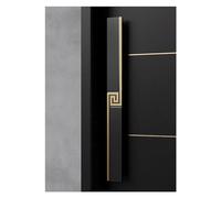 Modern Black Double Sided Aluminum Door Handles - 15.7in Push Pull Bar for Wooden Barn & Sliding Glass Doors - Stylish Exterior & Interior Hardware (Black+Gold 59in/150cm)