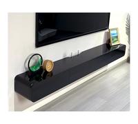 Modern Black Floating TV Stand Wall-Mounted Media Console Solid Wood Storage Cabinet with Drawers Stylish TV Shelf with Router Hole Living Room Entertainment Center (200x24x18cm)