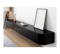 Modern Black Floating TV Stand WallMounted Entertainment Center Wooden TV Cabinet with Storage Drawers & Doors Stylish Media Console for Living Room (160x30x20cm)