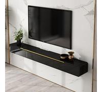 Modern Black Floating TV Unit - Wall-Mounted Entertainment Center with 2 Drawers & Multi-Storage Shelves 180CM Stylish Console for Living Room & Home Theatre