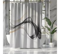 Modern Black Glam Ribbons Shower Curtain - Abstract Bath Decor, Washable, 200x160cm/78x63in, Stylish Bathroom Accessories, Elegant Design for Home Decor