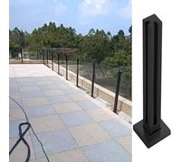 Modern Black Glass Railing Post for 3/8" 1/2" Glass Stainless Steel Glass Panel Complete Set Deck Railing System for Villas Pools Gardens Gray Color